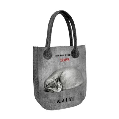 Borsa Shopper Gatto Che Dorme In Feltro Linea City Bertoni