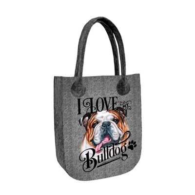 Borsa Shopper Love Bulldog In Feltro Linea City Bertoni