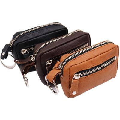 Leather Key Case - Iron Zipper - Key Bag Long