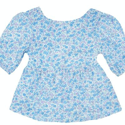 Blusa Floral - Azul Cielo