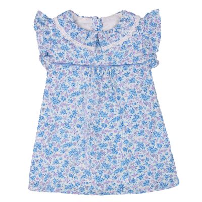 Vestido bebé niña flores - Azul cielo