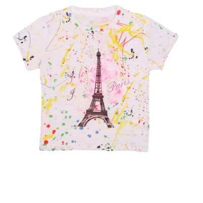 Kurzärmliges T-Shirt „I love Paris“.