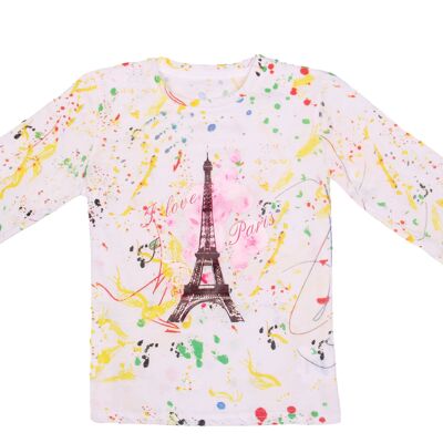 T-shirt a maniche lunghe "I love Paris".