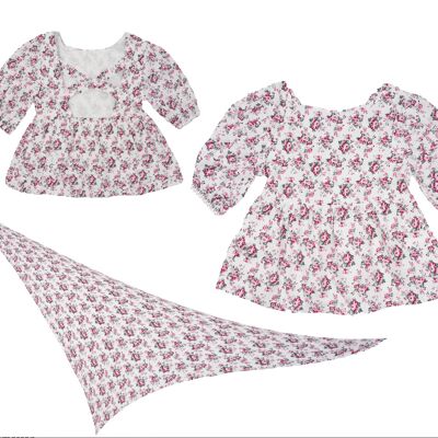 Conjunto "blusa + pañuelo" floral - Rosa