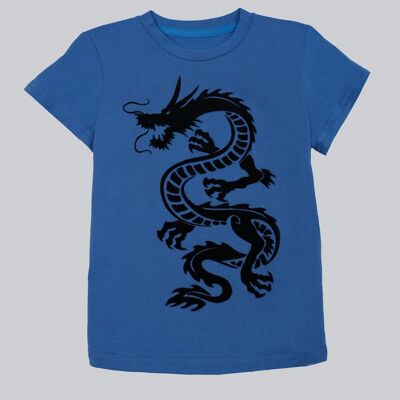 T-Shirt mit Aufdruck "Dragon" - Blau