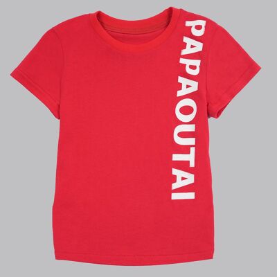 T-Shirt mit Aufdruck "Papaoutai" - Rot