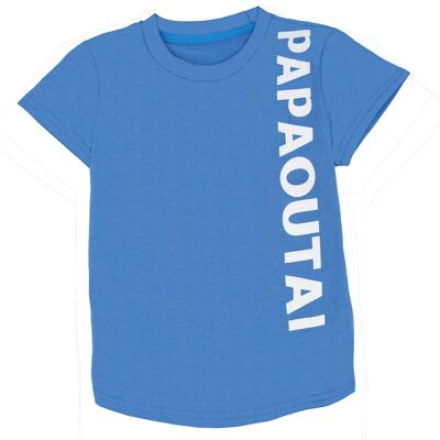 T-Shirt mit Aufdruck "Papaoutai" - Blau