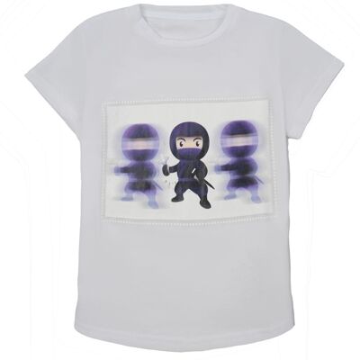 T-Shirt mit Aufdruck "Ninja" - Weiß
