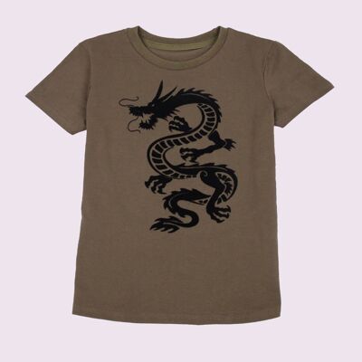 T-Shirt mit „Dragon“-Aufdruck – Khaki