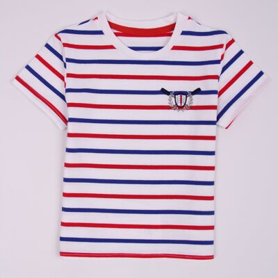 Striped T-shirt with fancy embroidery