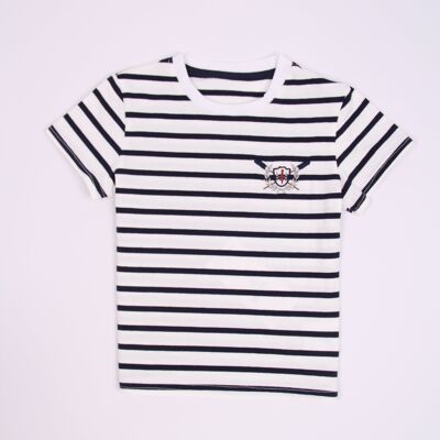 Black/white striped t-shirt with fancy embroidery