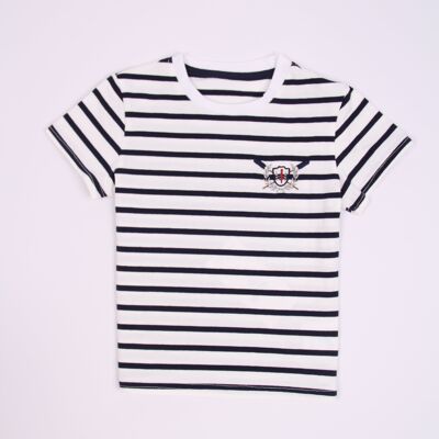 Camiseta de rayas negras/blancas con bordado fantasía