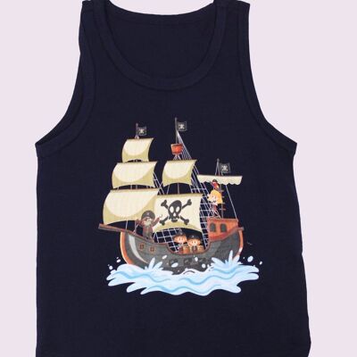 Camiseta de tirantes "Barco pirata" - Negro