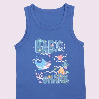 Camiseta sin mangas estampada "Baby Shark" - Azul