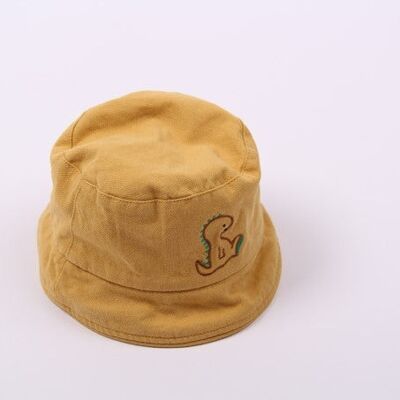 Plain bucket hat with fancy embroidery