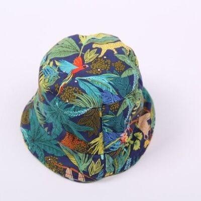 Patterned bucket hat with fancy embroidery