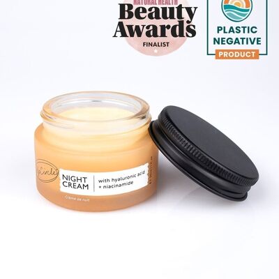 Crema da notte vegana, senza plastica, con acido ialuronico + niacinamide - Formato da viaggio