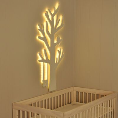 Dekoratives Wandnachtlicht aus Holz - Baum - XL (60x120cm)