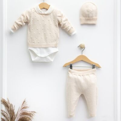 Natural Plain Knitwear Elegant Newborn Bundle, 3 Stück, Pink