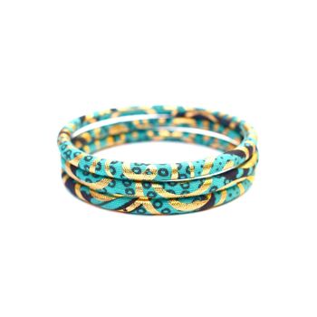 Turquoise/golden wax bangles 3