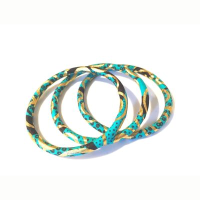 Turquoise/golden wax bangles