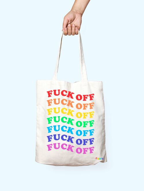 Tote bag "Fuck off" Multicolor Rainbow