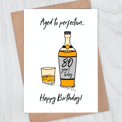 Aged to Perfection Whiskey 80th Birthday Card