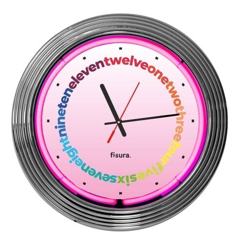 Reloj De Pared Neon Rosa