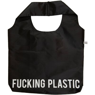 Bolsa reutilizable «Fucking Plastic» Negro/blanco