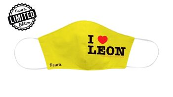 Masque Adulte «I Love León» Jaune.