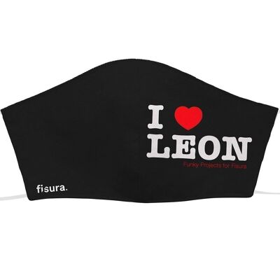 Mascarilla Adulto «I Love León» Negra