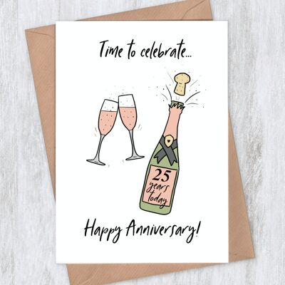 Pink Fizz 25th Anniversary Card