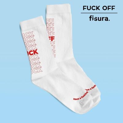 Par De Calcetines Unisex «Fuck Off» Contorno Rojo