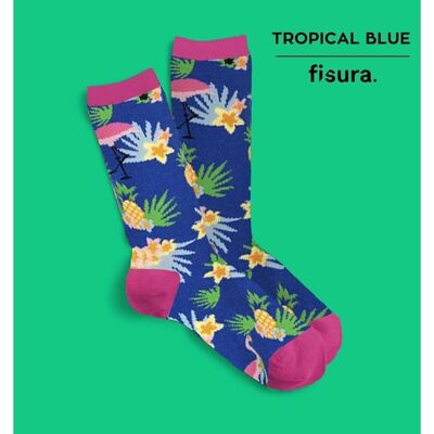 Par De Calcetines Chica "Tropical" - Azul
