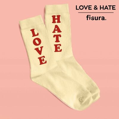 Par De Calcetines Unisex «Love & Hate» Beige