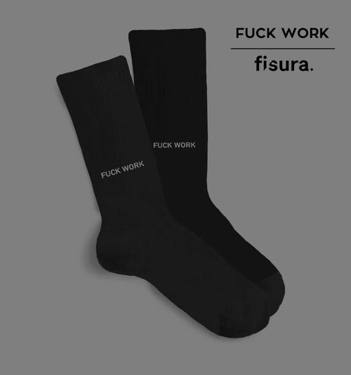 Par De Calcetines Chico "Fuck Work" Negro