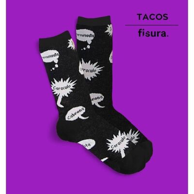 Par De Calcetines Chica "Tacos" - Negro