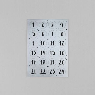 Advent stickers on silver foil 24 numbers Nevio