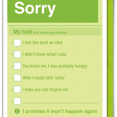 Funny Sorry Card