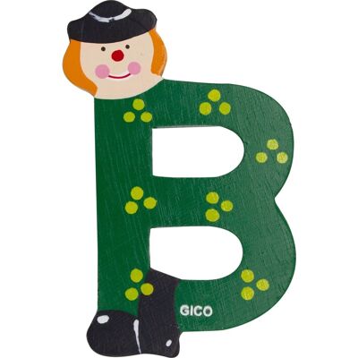 Wooden letters name children's room large decoration for the door, funny clowns, A-Z, height approx. 9 cm, wooden letter B
