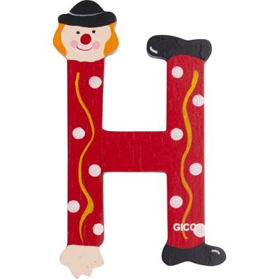 Wooden letters name children's room large decoration for the door, funny clowns, A-Z, height approx. 9 cm, wooden letter H