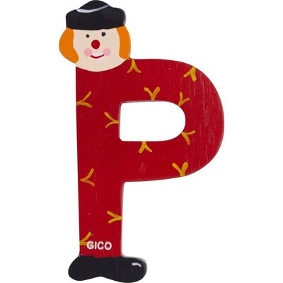 Wooden letters name children's room large decoration for the door, funny clowns, A-Z, height approx. 9 cm, wooden letter P
