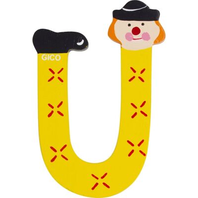 Wooden letters name children's room large decoration for the door, funny clowns, A-Z, height approx. 9 cm, wooden letter U