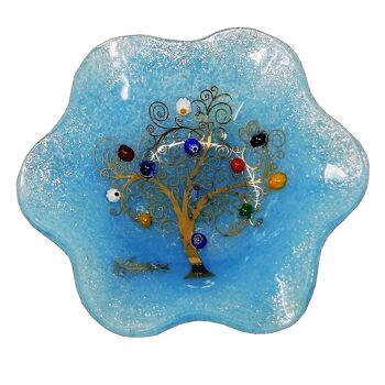 SOSPIRI VENEZIA Coupe à fleurs en verre, or et murrine de Murano cm 13x13 1