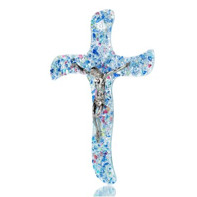 SOSPIRI VENEZIA Crucifix Rialto, wall in fused glass 26x40 cm