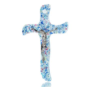 SOSPIRI VENEZIA Crucifix Rialto, mur en verre fusionné 11x16 cm