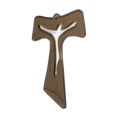 SOSPIRI VENEZIA Crucifix Tau, mur en verre bronze cm 21x32