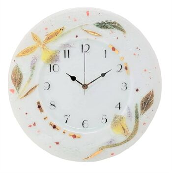 SOSPIRI VENEZIA Horloge murale florale en pâte de verre : 35x35 cm 1