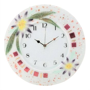 SOSPIRI VENEZIA Horloge murale florale en pâte de verre : 35x35 cm 6