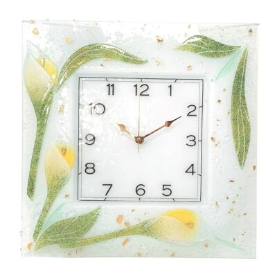 SOSPIRI VENEZIA Reloj de pared floral en vidrio fundido - 35x35 cm